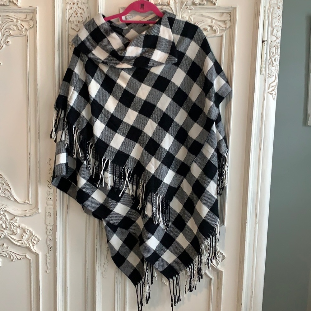 Checkered poncho